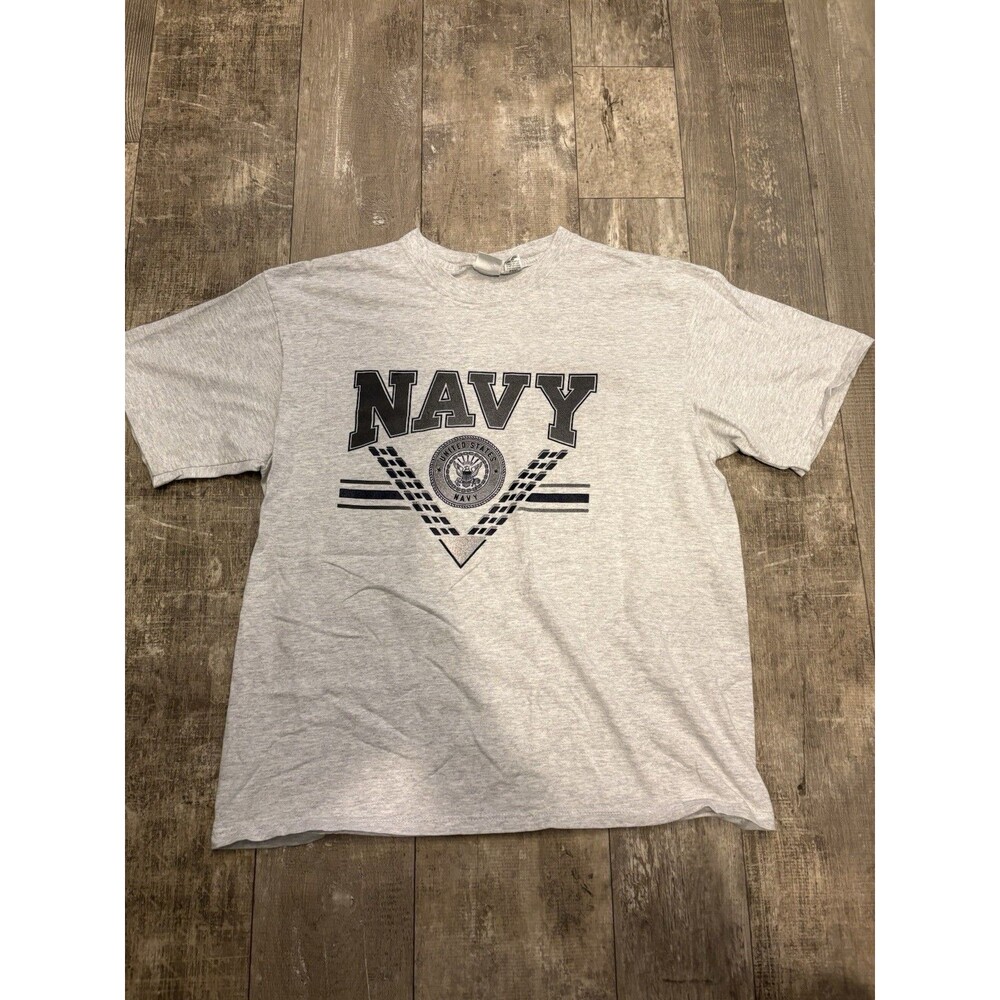 US Navy Seal Chevron Graphic T-Shirt XL Heather Grey- Reflective Back Logo